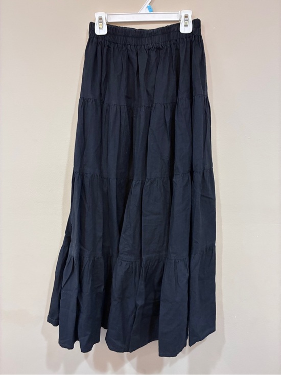 Banjo Dresses & Skirts - Women's Black Tiered Maxi Skirt with Elastic Waist
